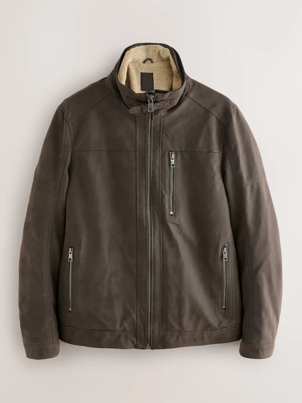 Brown Borg Lined Faux Leather Jacket