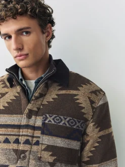 Brown Borg Lined Navajo Style Shacket