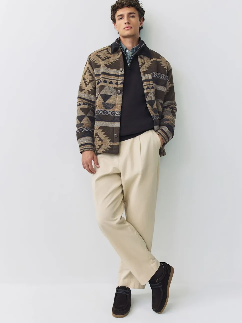 Brown Borg Lined Navajo Style Shacket