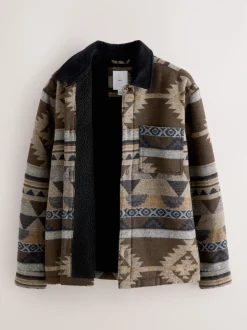 Brown Borg Lined Navajo Style Shacket