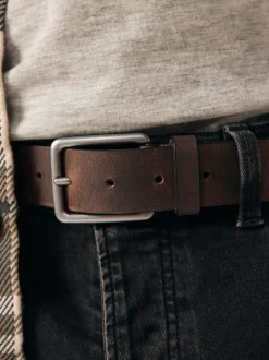 Brown Burnished Leather Belt