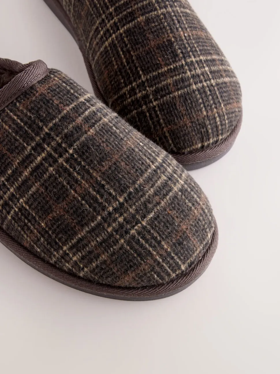 Brown Check Mule Slippers