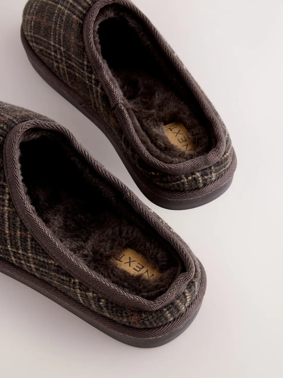 Brown Check Mule Slippers