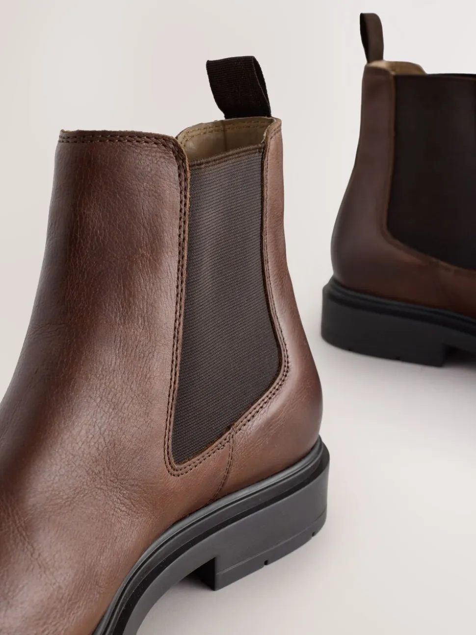 Brown Chunky Leather Chelsea Boots