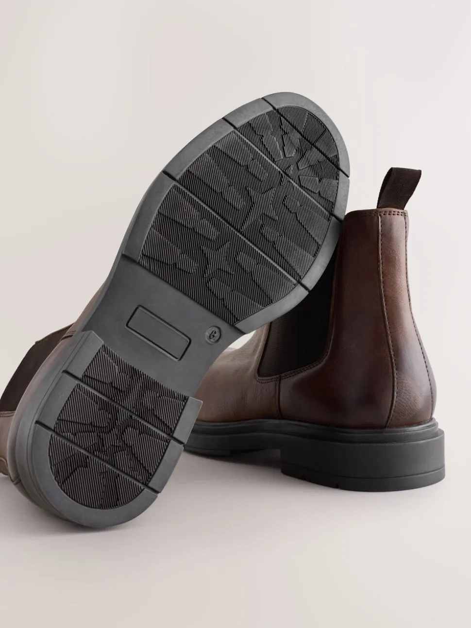 Brown Chunky Leather Chelsea Boots