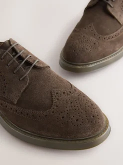 Brown Chunky Suede Brogue Shoes