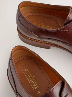 Brown Contrast Sole Leather Oxford Toecap Shoes