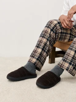 Brown Cord Mule Slippers