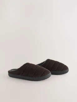 Brown Cord Mule Slippers