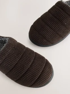 Brown Cord Mule Slippers