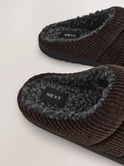 Brown Cord Mule Slippers