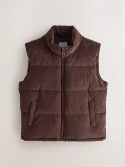 Brown Corduroy Padded Gilet