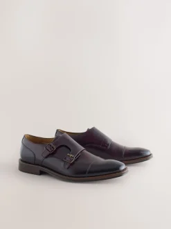 Brown Double Monk Shoes