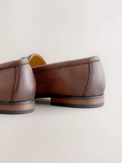 Brown Embossed Leather Loafers