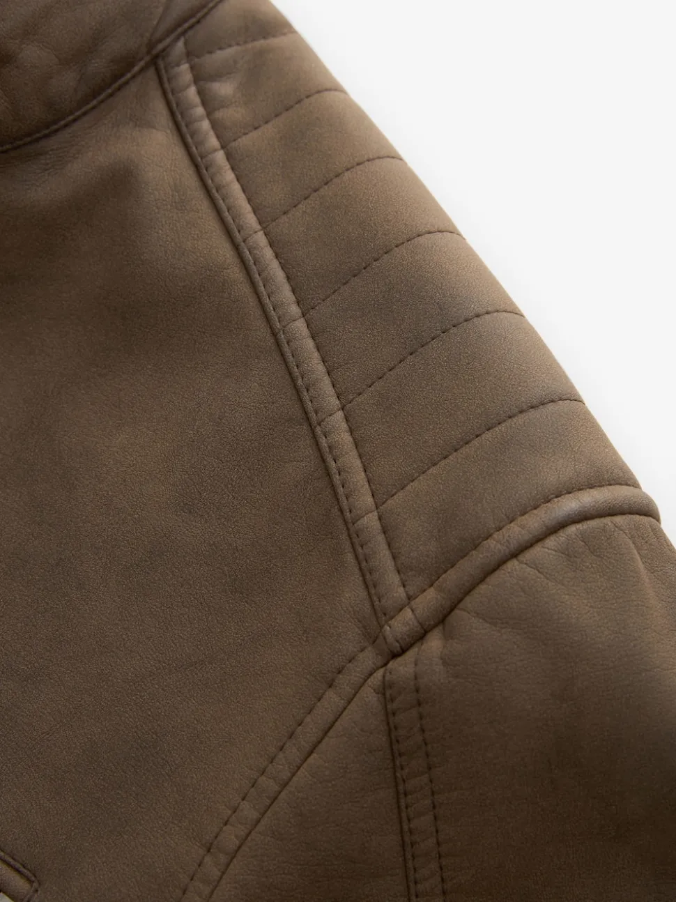 Brown Faux Leather Biker Jacket
