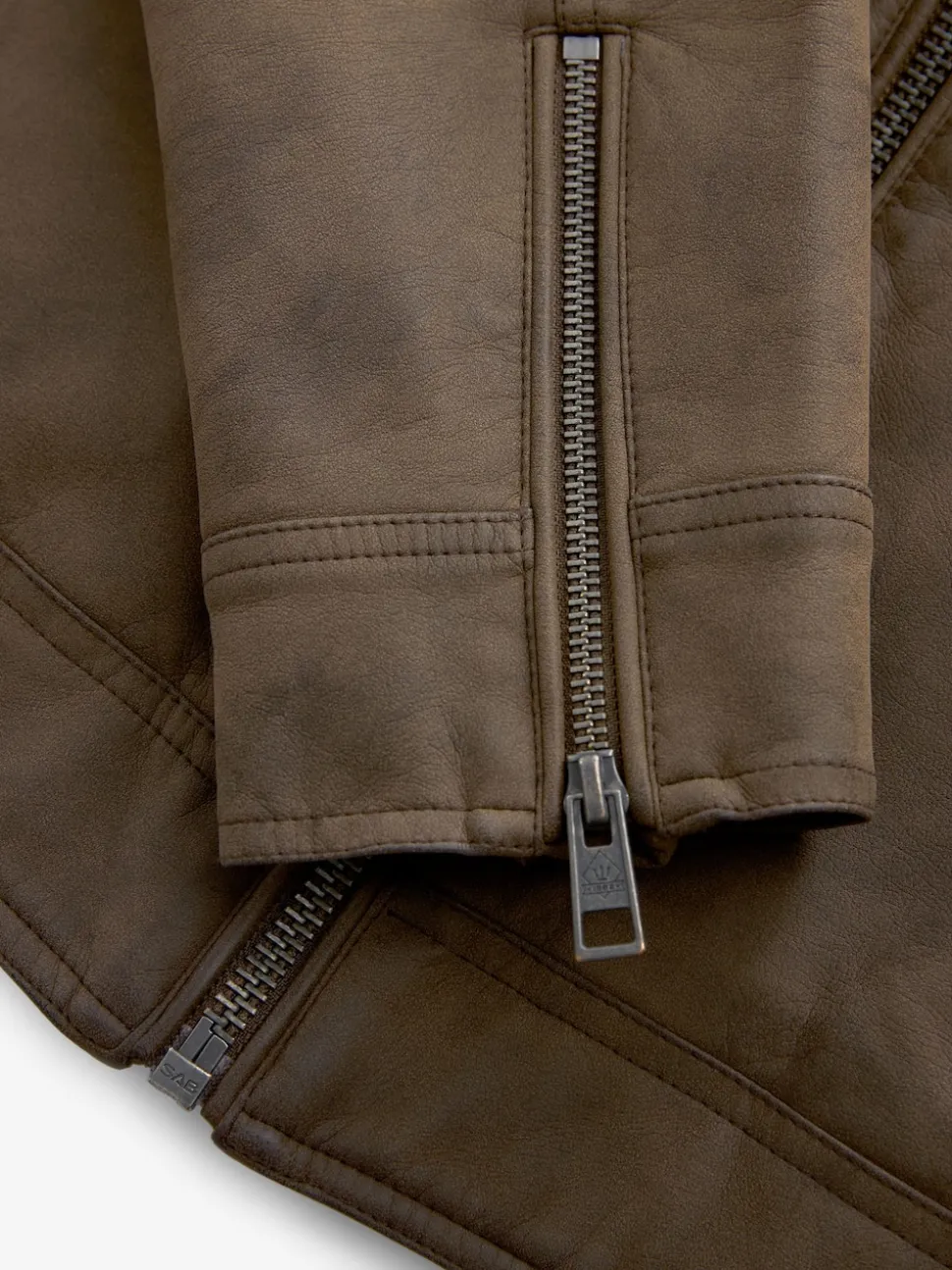 Brown Faux Leather Biker Jacket