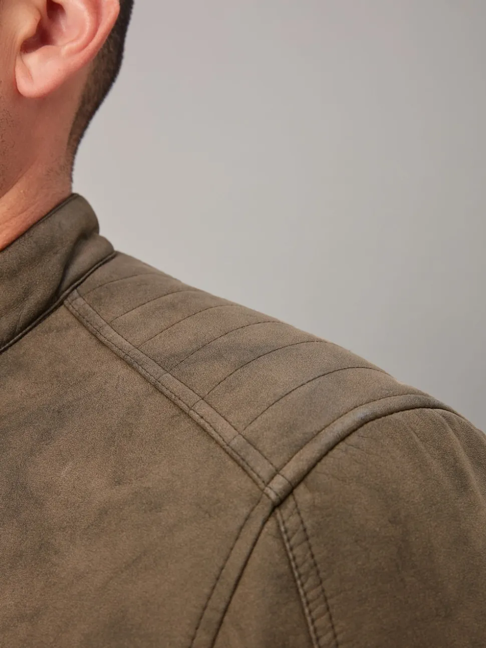 Brown Faux Leather Biker Jacket
