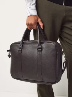 Brown Faux Leather Briefcase