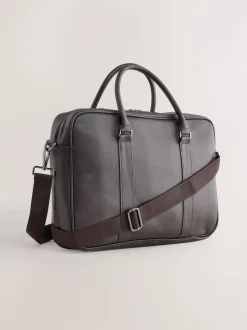 Brown Faux Leather Briefcase