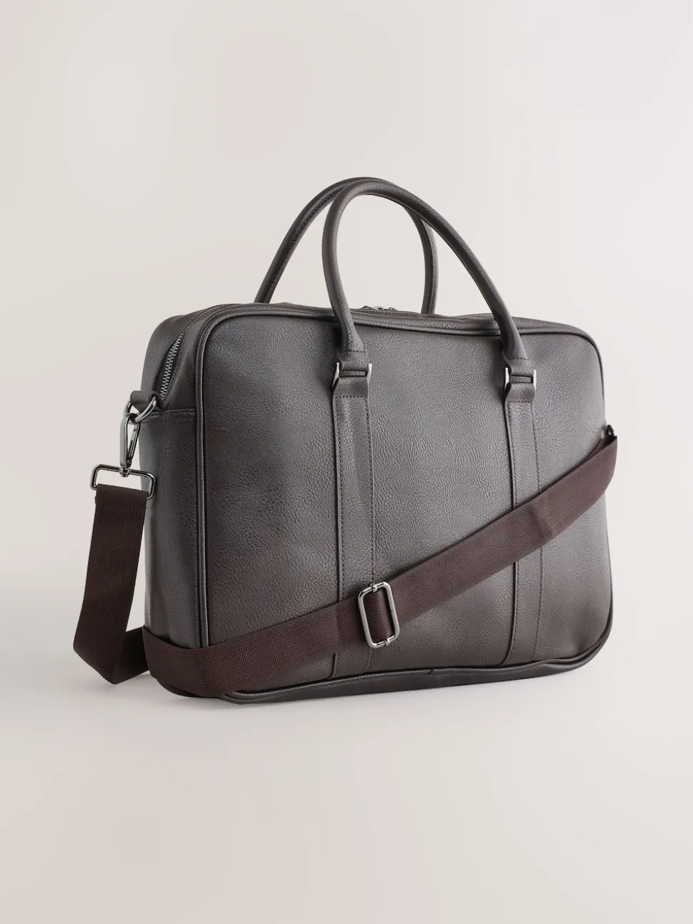 Brown Faux Leather Briefcase