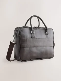 Brown Faux Leather Briefcase