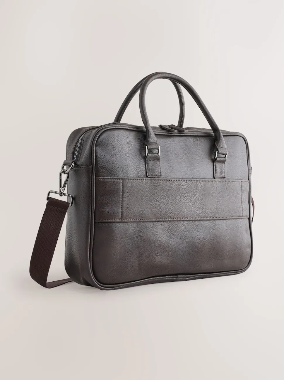 Brown Faux Leather Briefcase