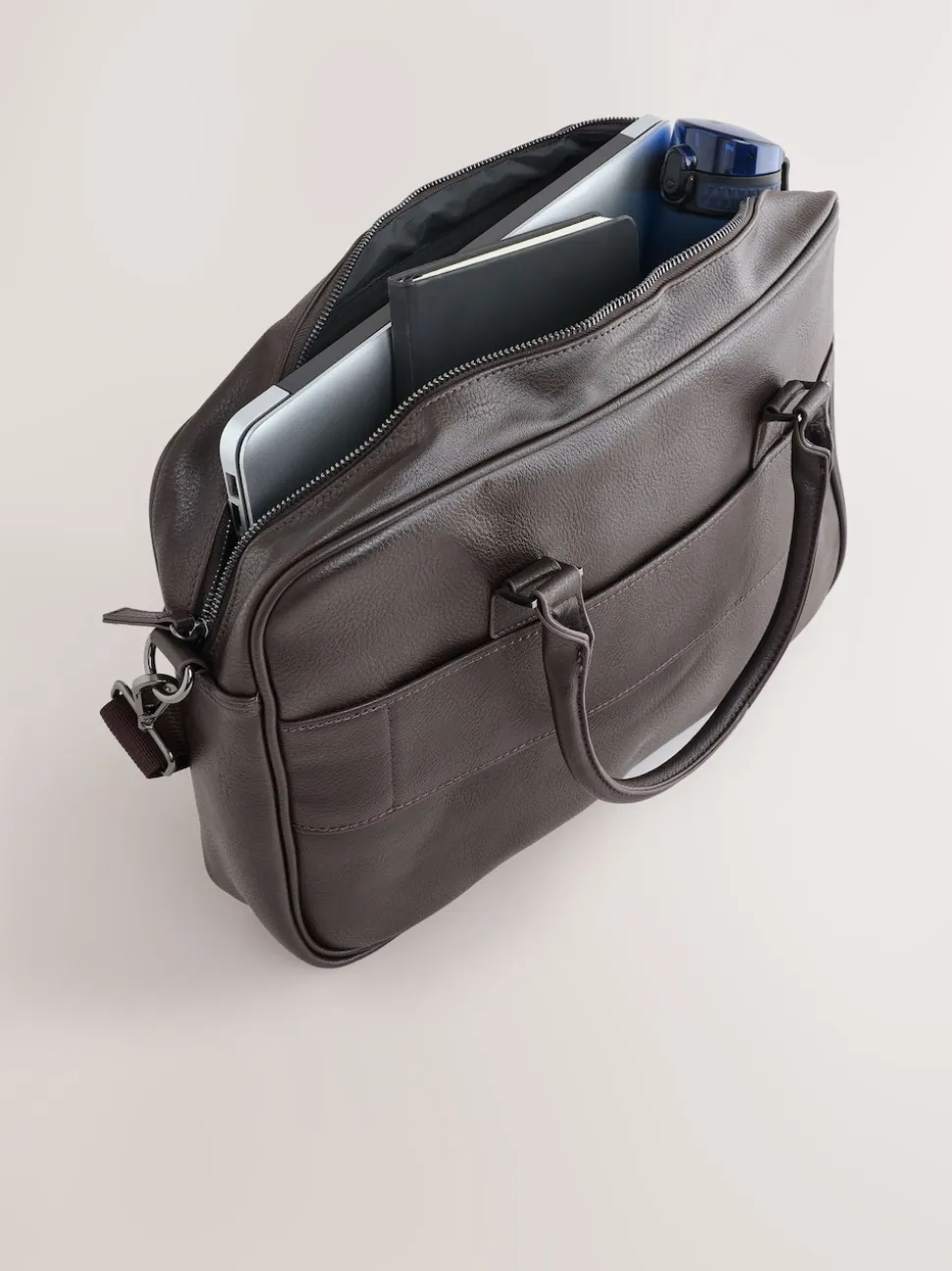 Brown Faux Leather Briefcase