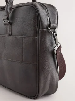 Brown Faux Leather Briefcase