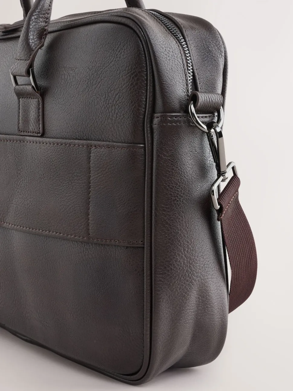 Brown Faux Leather Briefcase