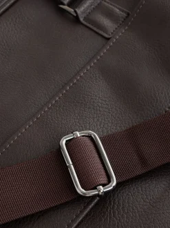 Brown Faux Leather Briefcase