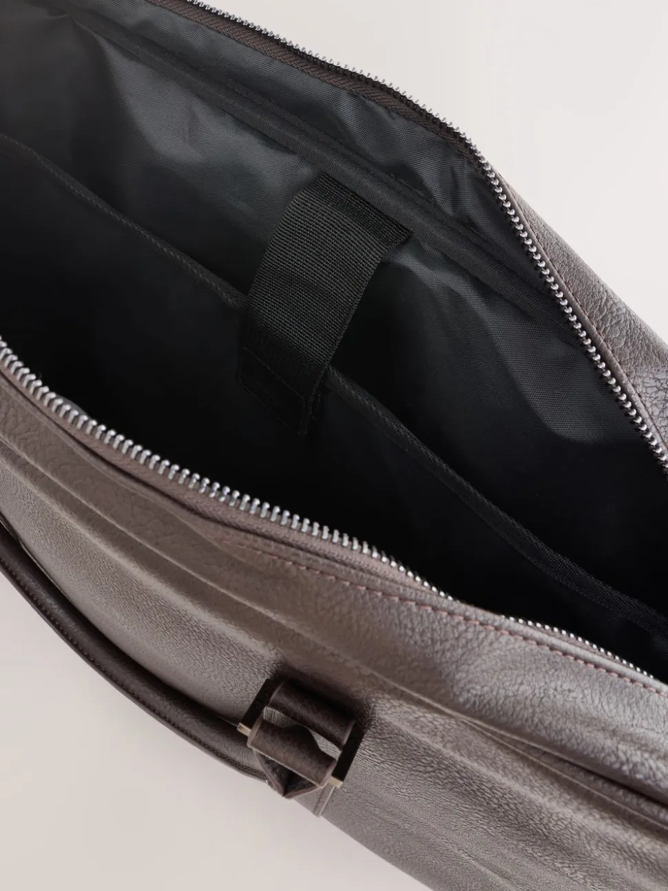 Brown Faux Leather Briefcase
