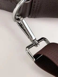 Brown Faux Leather Briefcase