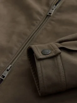 Brown Faux Leather Collared Jacket