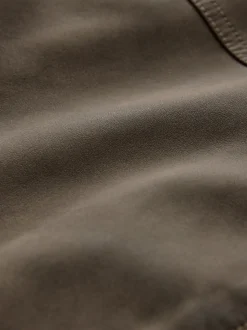 Brown Faux Leather Collared Jacket