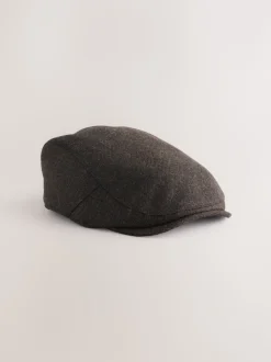 Brown Herringbone Flat Cap