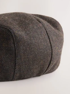 Brown Herringbone Flat Cap