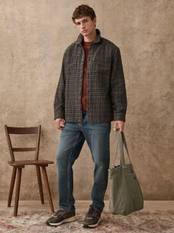 Brown Houndstooth Check Shacket