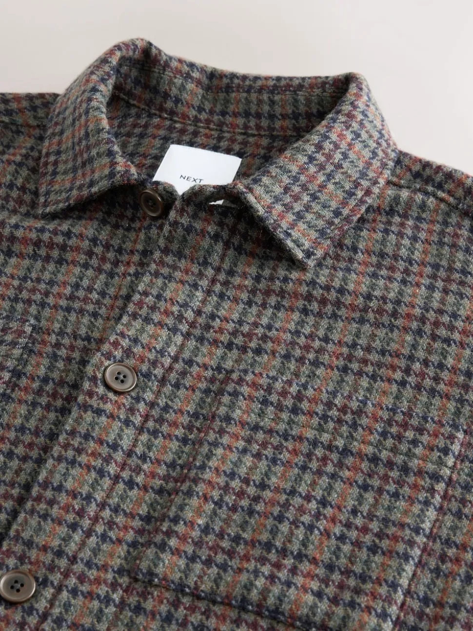 Brown Houndstooth Check Shacket