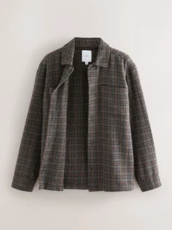 Brown Houndstooth Check Shacket