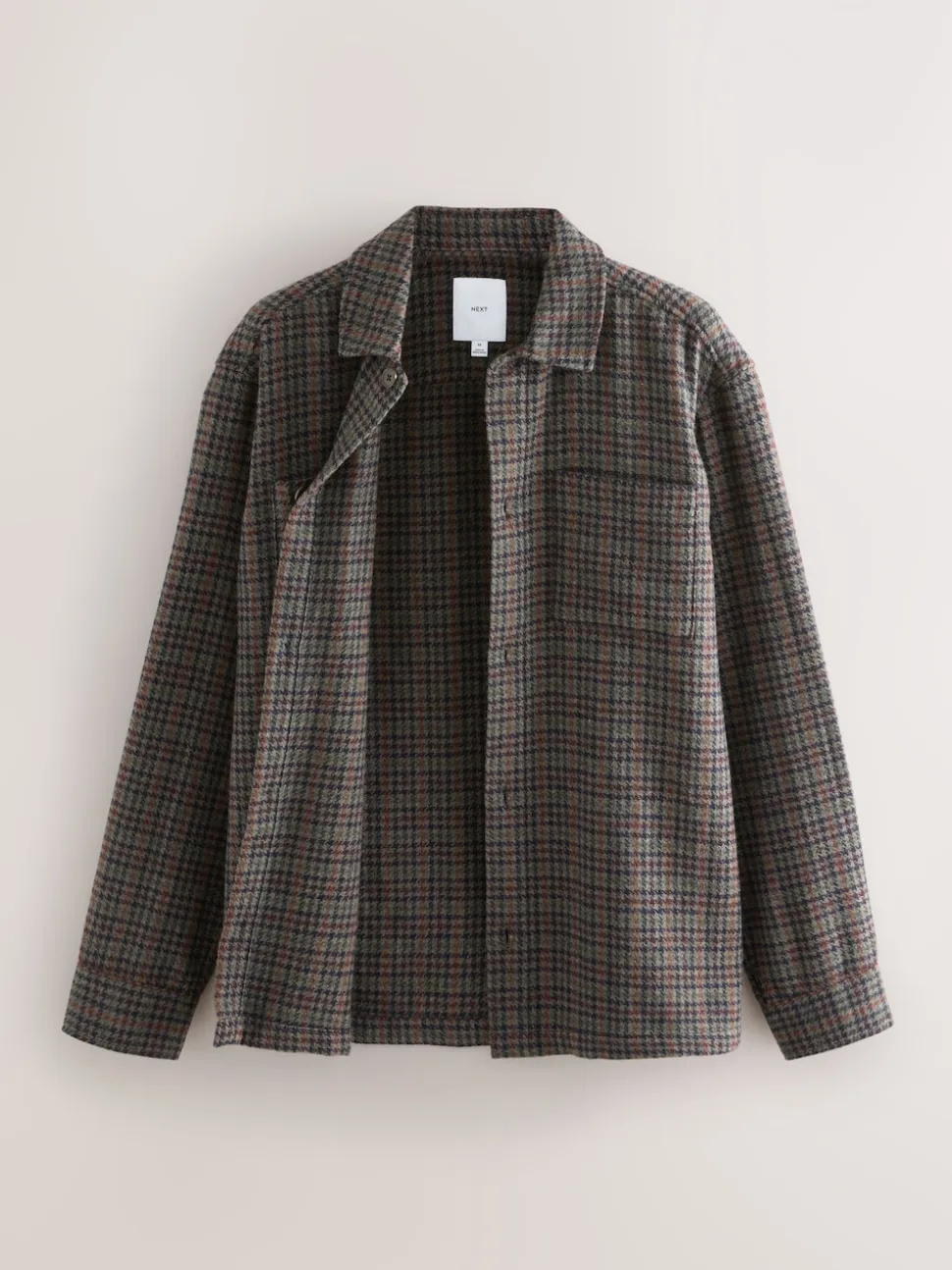 Brown Houndstooth Check Shacket