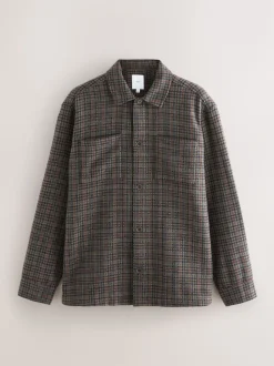 Brown Houndstooth Check Shacket