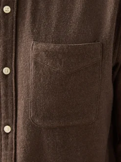Brown Italian Fabric Soft Touch Signature Long Sleeve Shirt