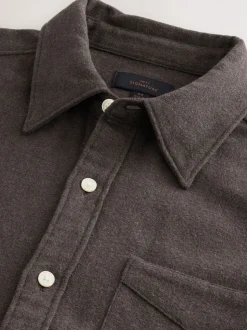 Brown Italian Fabric Soft Touch Signature Long Sleeve Shirt