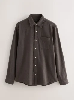 Brown Italian Fabric Soft Touch Signature Long Sleeve Shirt