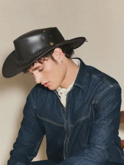 Brown Leather Cowboy Hat