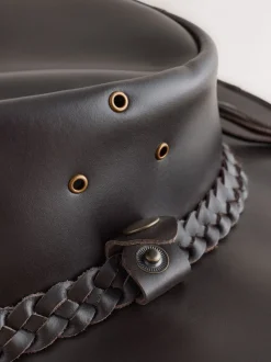 Brown Leather Cowboy Hat
