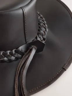Brown Leather Cowboy Hat