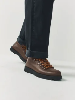 Brown Leather Hiker Style Boots