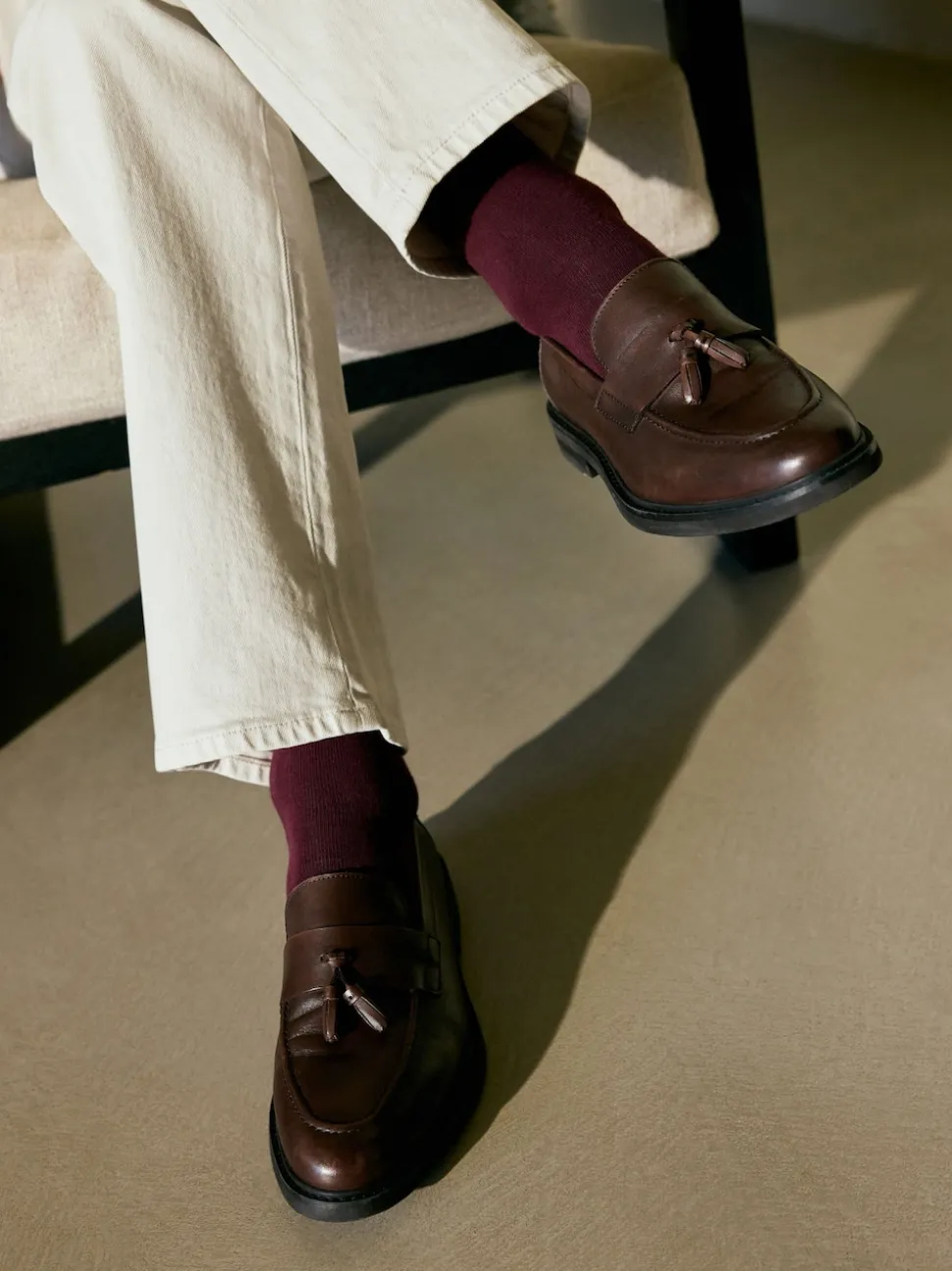 Brown Leather Tassel Loafers