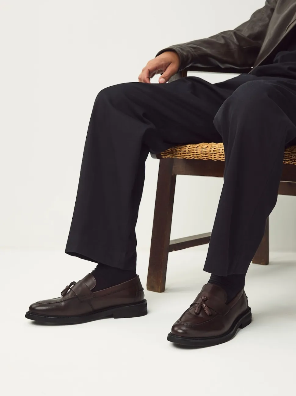 Brown Leather Tassel Loafers
